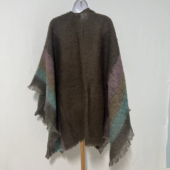 Womens Wool Blend Scarf Shawl Wrap Made in Italy Brown Green Big Luxury Elegant - Picture 4 of 7